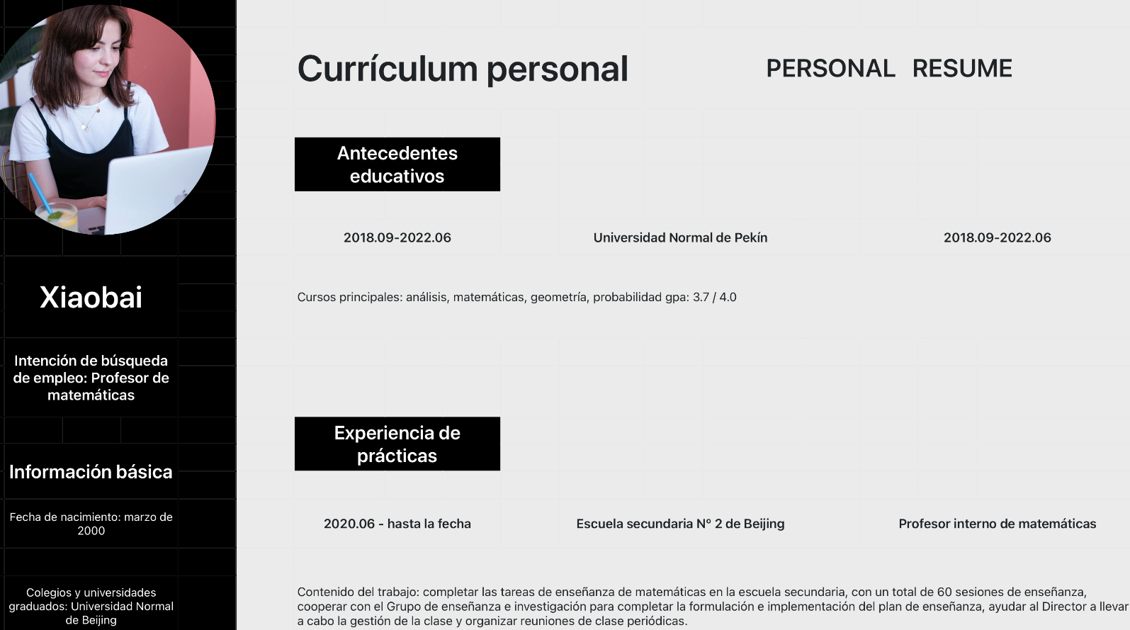 Currículum del Profesor de matemáticas